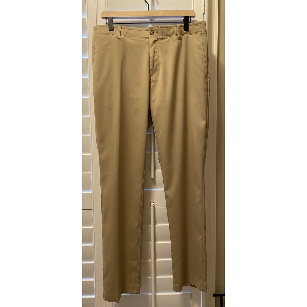 PGA TOUR‎ Men's Flat Front Golf Pants Expandable Waistband 32x31 Khaki